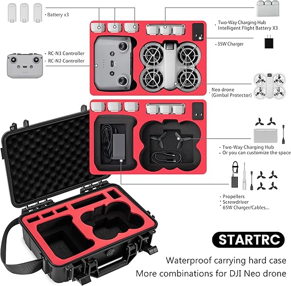STARTRC Neo Case, Waterproof Carrying Hard Case for DJI Neo Fly More Combo with RC-N3/N2 Remote Controller
