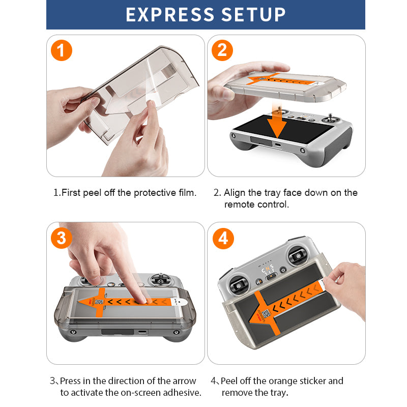 STARTRC Tempered Glass Films with Dust-free Screen Protector Applicator for DJI RC/ RC 2