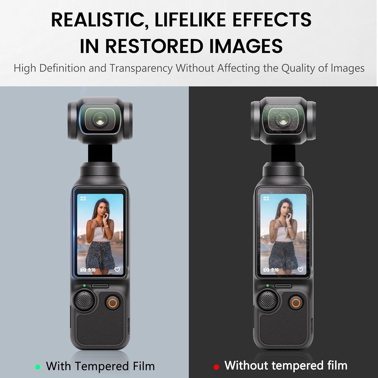 STARTRC Screen Protector for DJI Osmo Pocket 3 Creator Combo,9H Hardness HD Tempered Glass Film LCD Screen Proctector + Lens Protector for DJI Pocket 3 Accessories