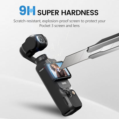 STARTRC Screen Protector for DJI Osmo Pocket 3 Creator Combo,9H Hardness HD Tempered Glass Film LCD Screen Proctector + Lens Protector for DJI Pocket 3 Accessories