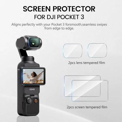 STARTRC Screen Protector for DJI Osmo Pocket 3 Creator Combo,9H Hardness HD Tempered Glass Film LCD Screen Proctector + Lens Protector for DJI Pocket 3 Accessories